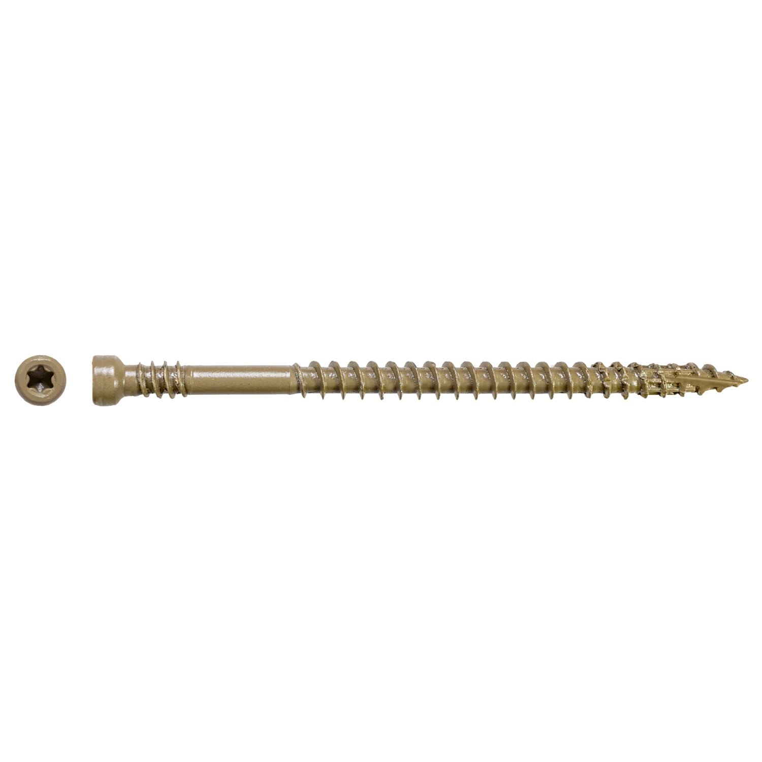 Simpson Strong-Tie FT07212R100 Finish Trim Screw,  #7 x 2-1/2-in. T10, Trim-Head, Quik Guard, Tan, 100-Pack