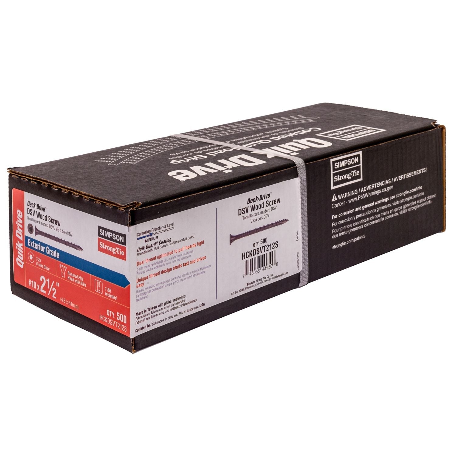 Simpson Strong-Tie HCKDSVT212S Deck-Drive DSV WOOD Screw (Collated),  #10 x 2-1/2-in. T25 6-Lobe, Tan, 500-Pack