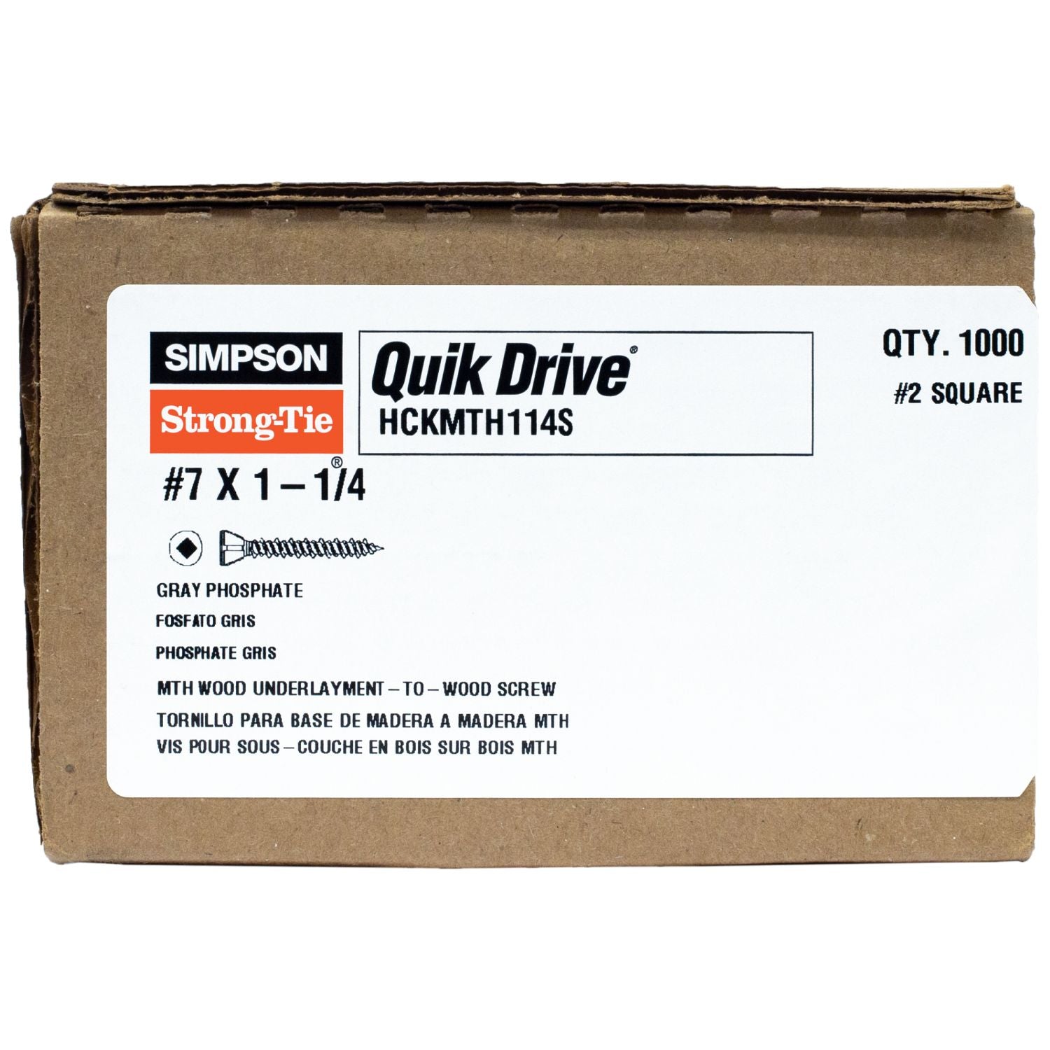 Simpson Strong-Tie HCKMTH114S Strong-Drive MTH Wood Underlayment Screw (Collated),  #7 x 1-1/4-in. Gr. Phosphate, 1000-Pack