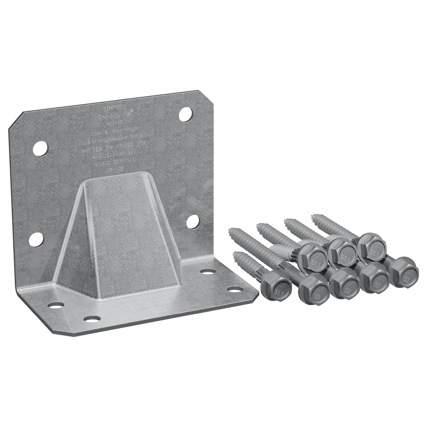 Simpson Strong-Tie HGA10KT HGA Galvanized Hurricane Gusset Angle with SDS Screws, 10-Pack