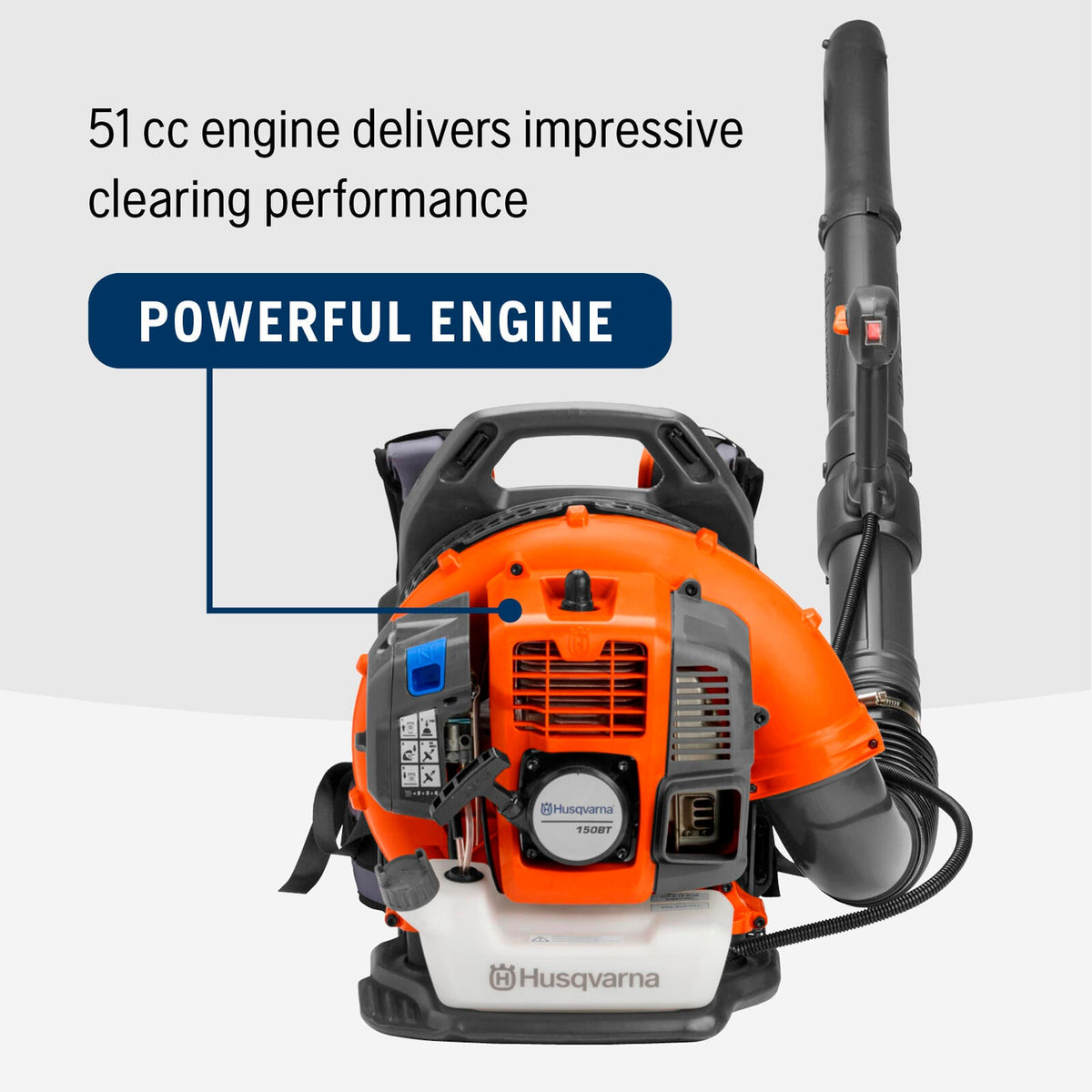 Husqvarna 150BT 51cc engine feature callout