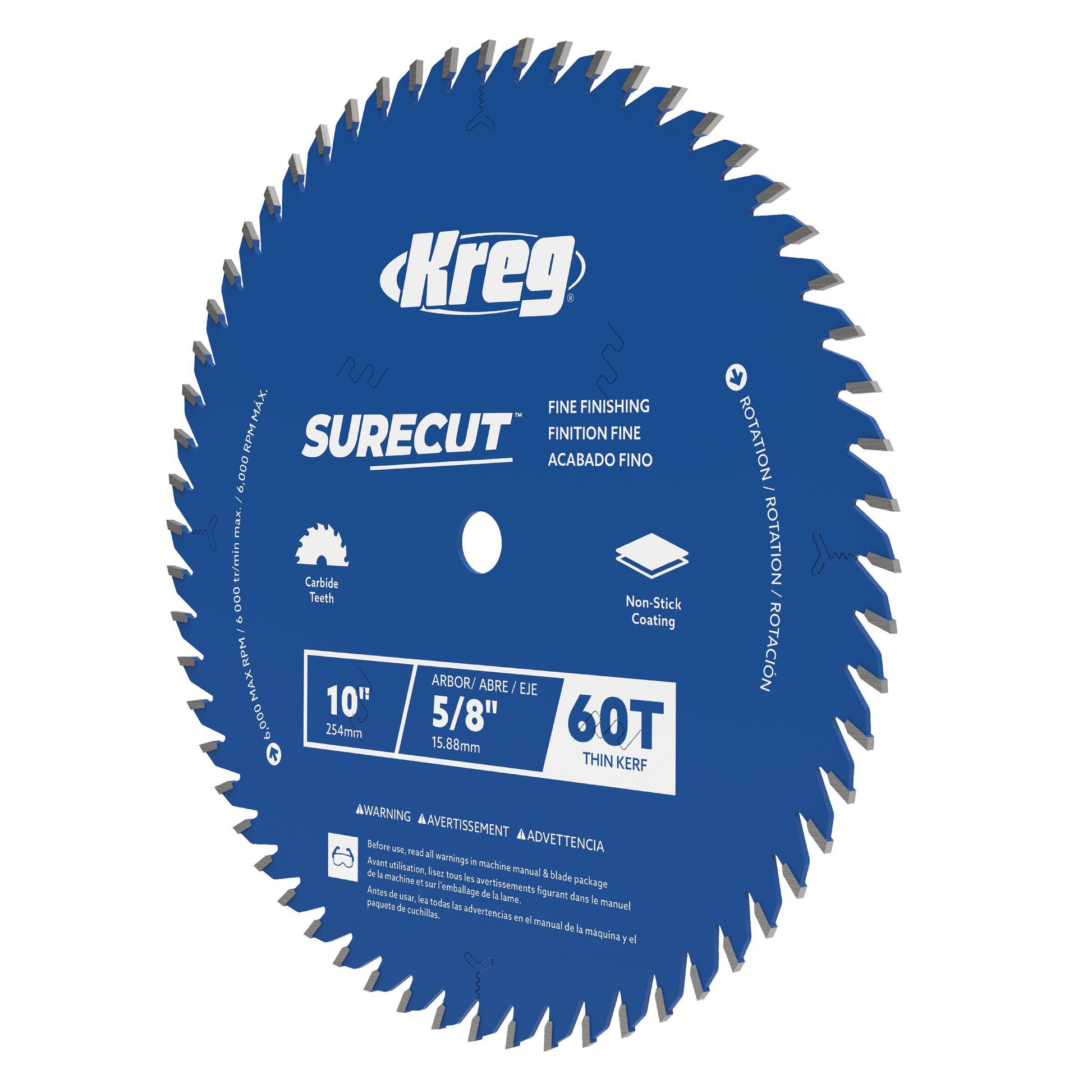Kreg 10-in. 60-tooth saw blade carbide-tipped teeth close-up