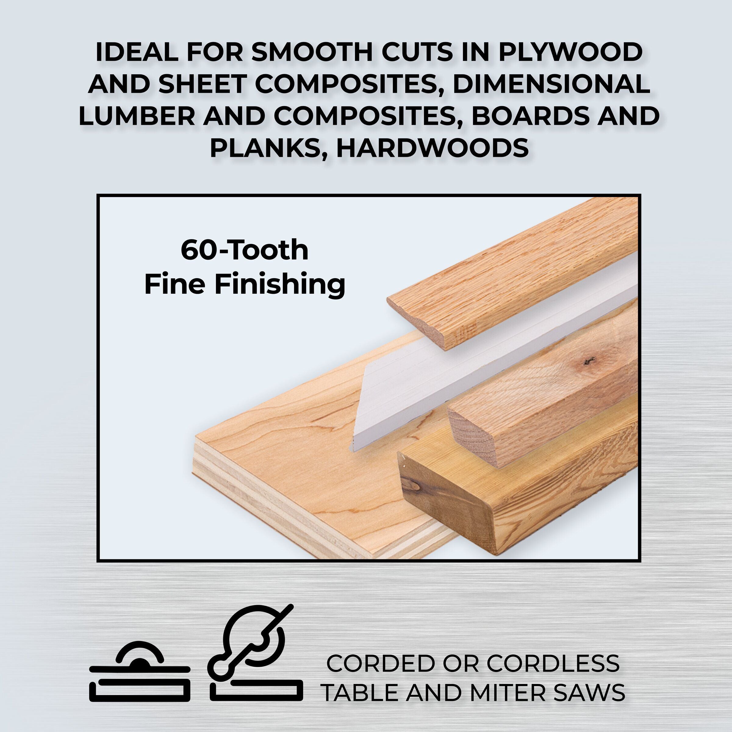 Anti-vibration relief cuts on the Kreg 10-in. 60-tooth blade body