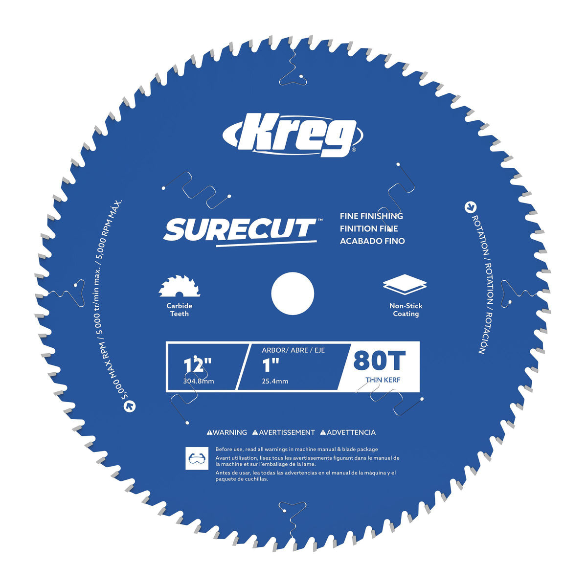 Kreg 12-in. SureCut fine finishing 80-tooth saw blade for miter saws