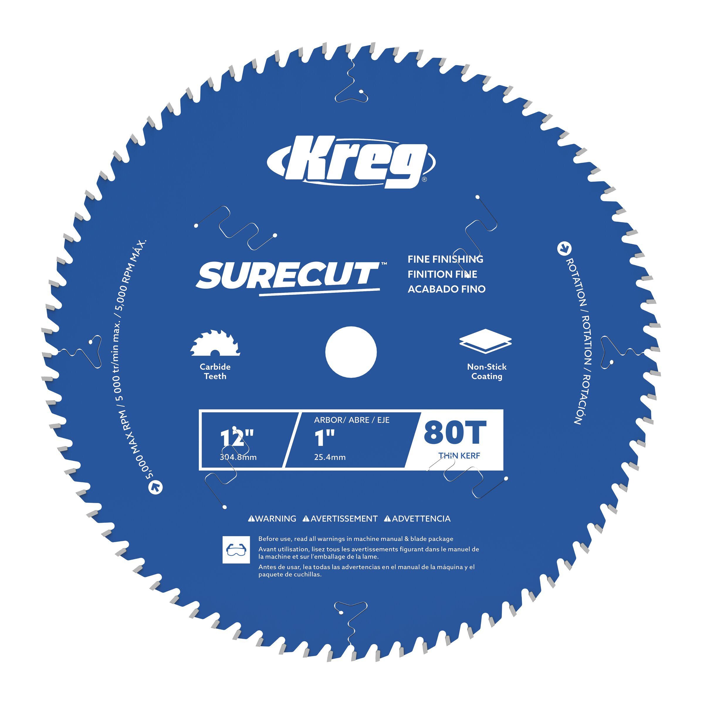 Kreg 12-in. SureCut fine finishing 80-tooth saw blade for miter saws
