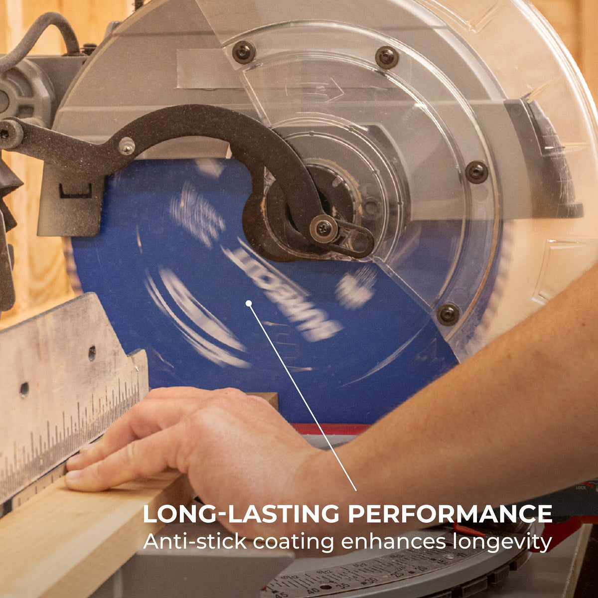Splinter-free cut edge from the Kreg 12-in. 80-tooth blade