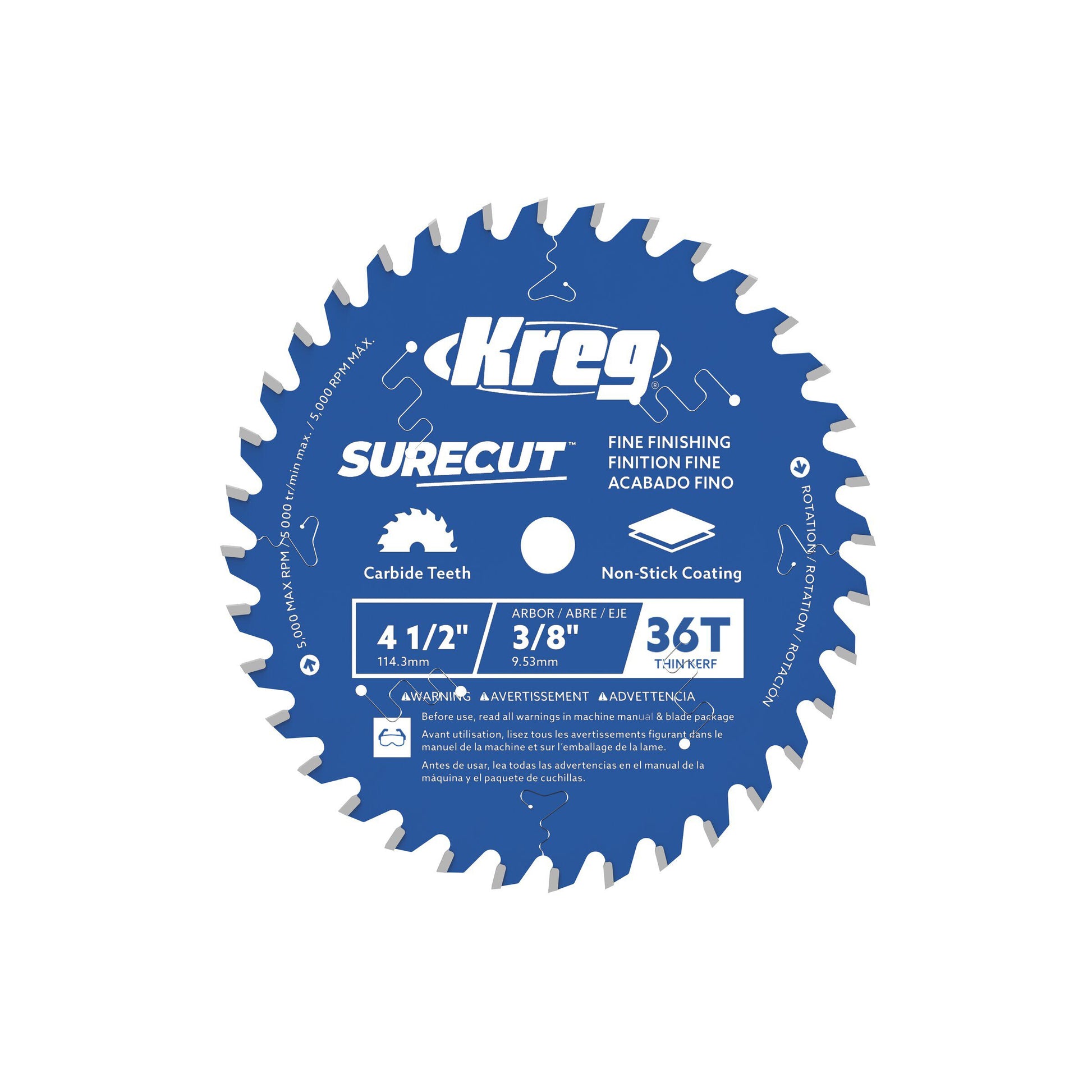 Kreg 4-1/2-in. SureCut fine finishing 36-tooth saw blade for compact circular saws