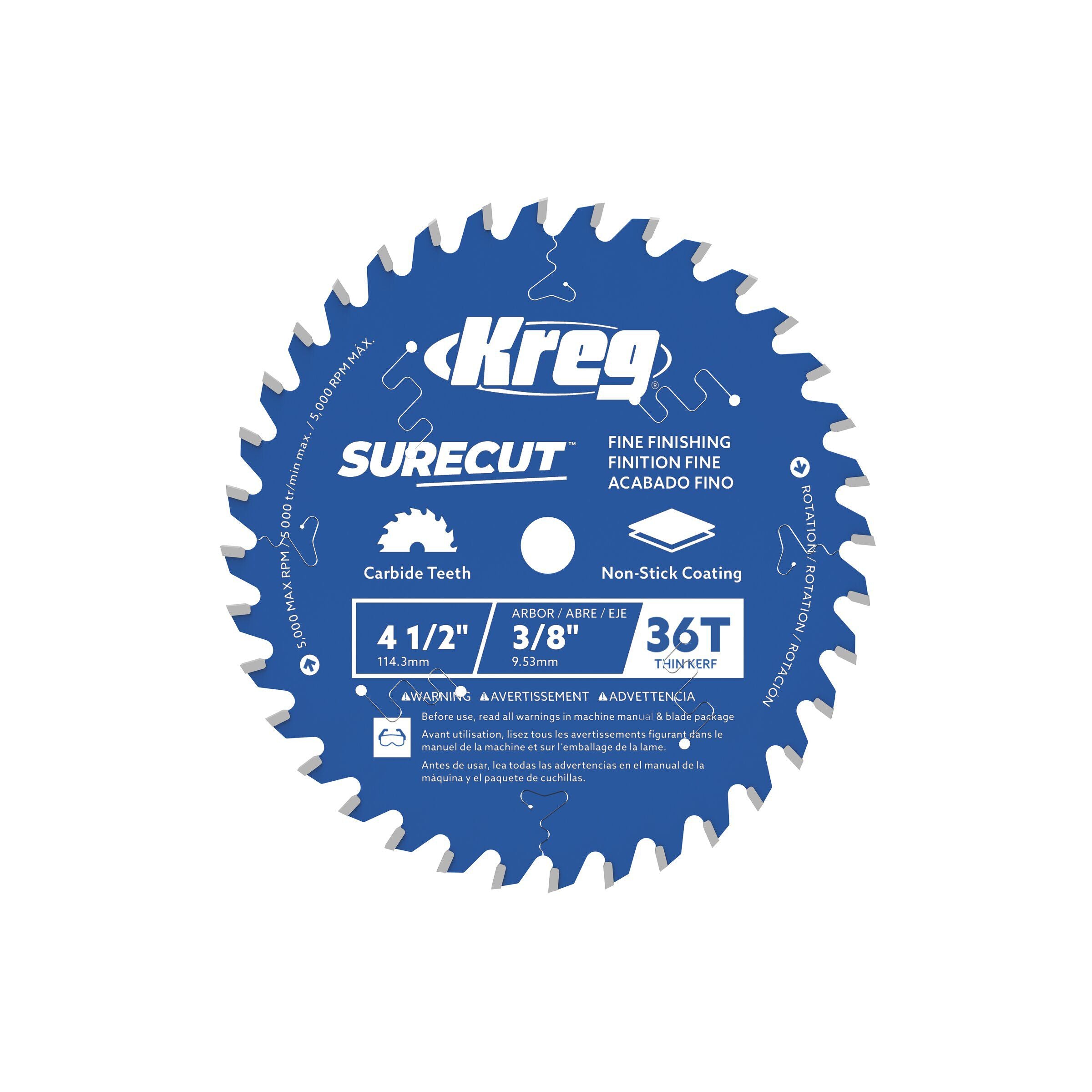 Kreg 4-1/2-in. SureCut fine finishing 36-tooth saw blade for compact circular saws