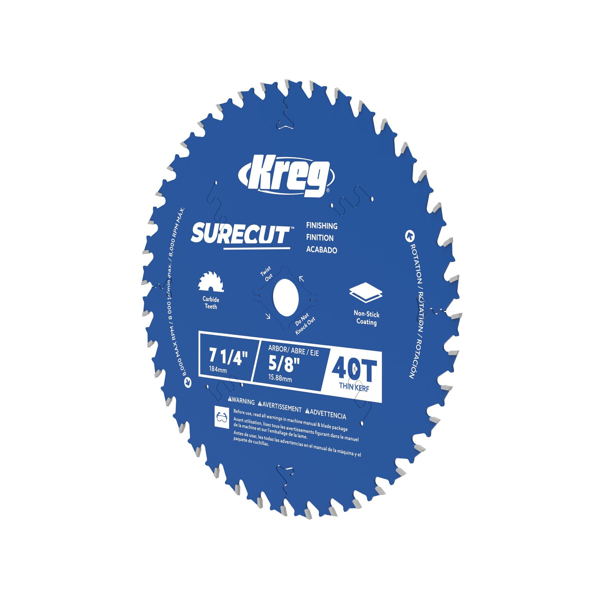 Kreg 7-1/4-in. 40-tooth blade carbide teeth close-up