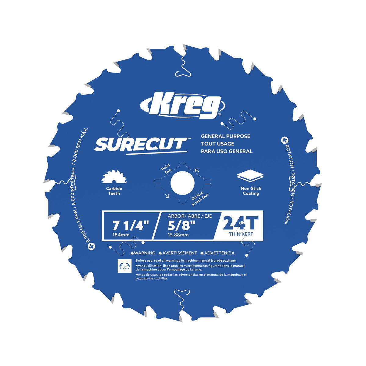 Kreg 7-1/4-in. SureCut 24-tooth general purpose saw blade for circular saws