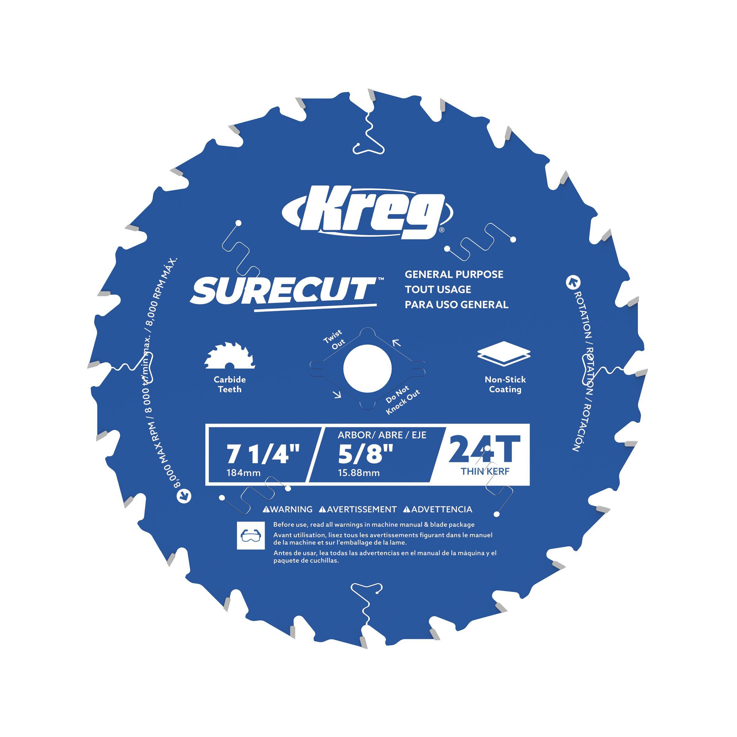 Kreg 7-1/4-in. SureCut 24-tooth general purpose saw blade for circular saws