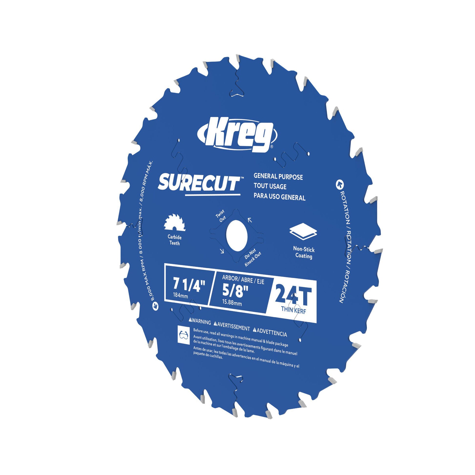 Kreg 7-1/4-in. 24-tooth blade carbide teeth close-up