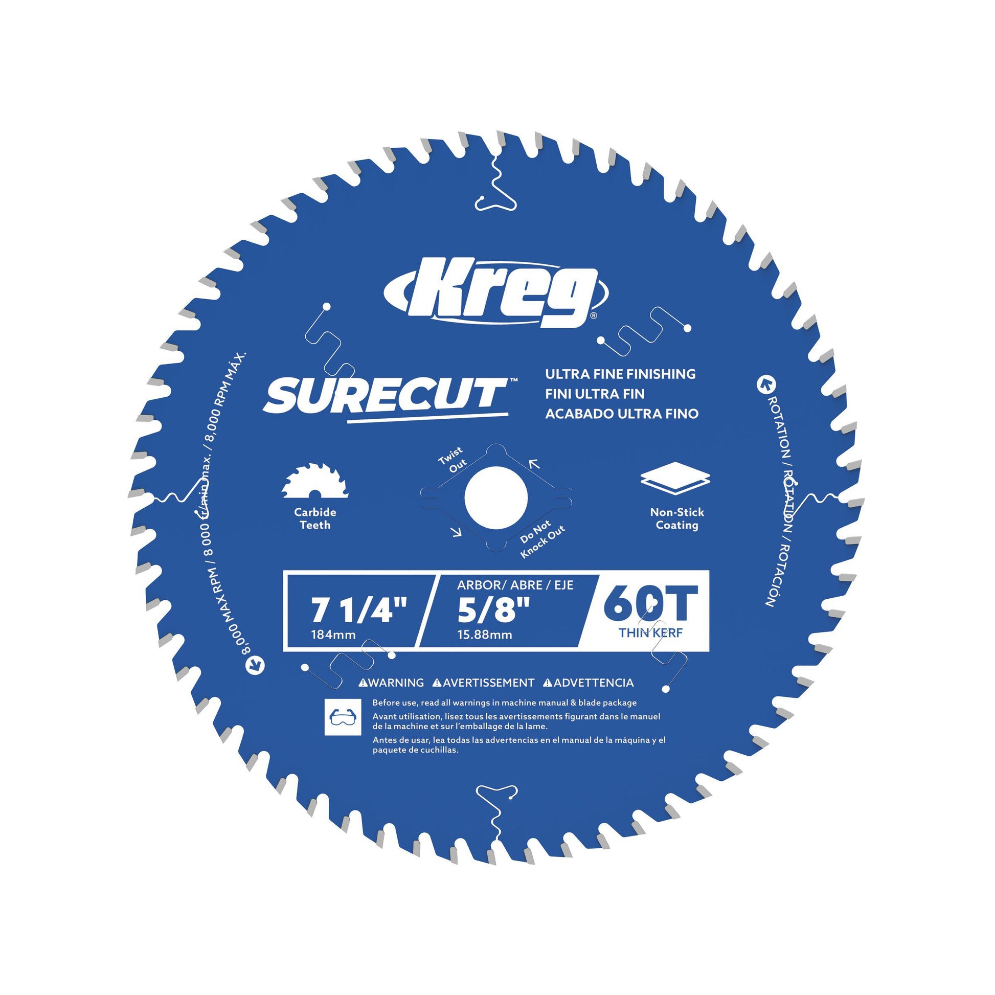 Kreg 7-1/4-in. SureCut ultra fine finishing 60-tooth saw blade for circular saws