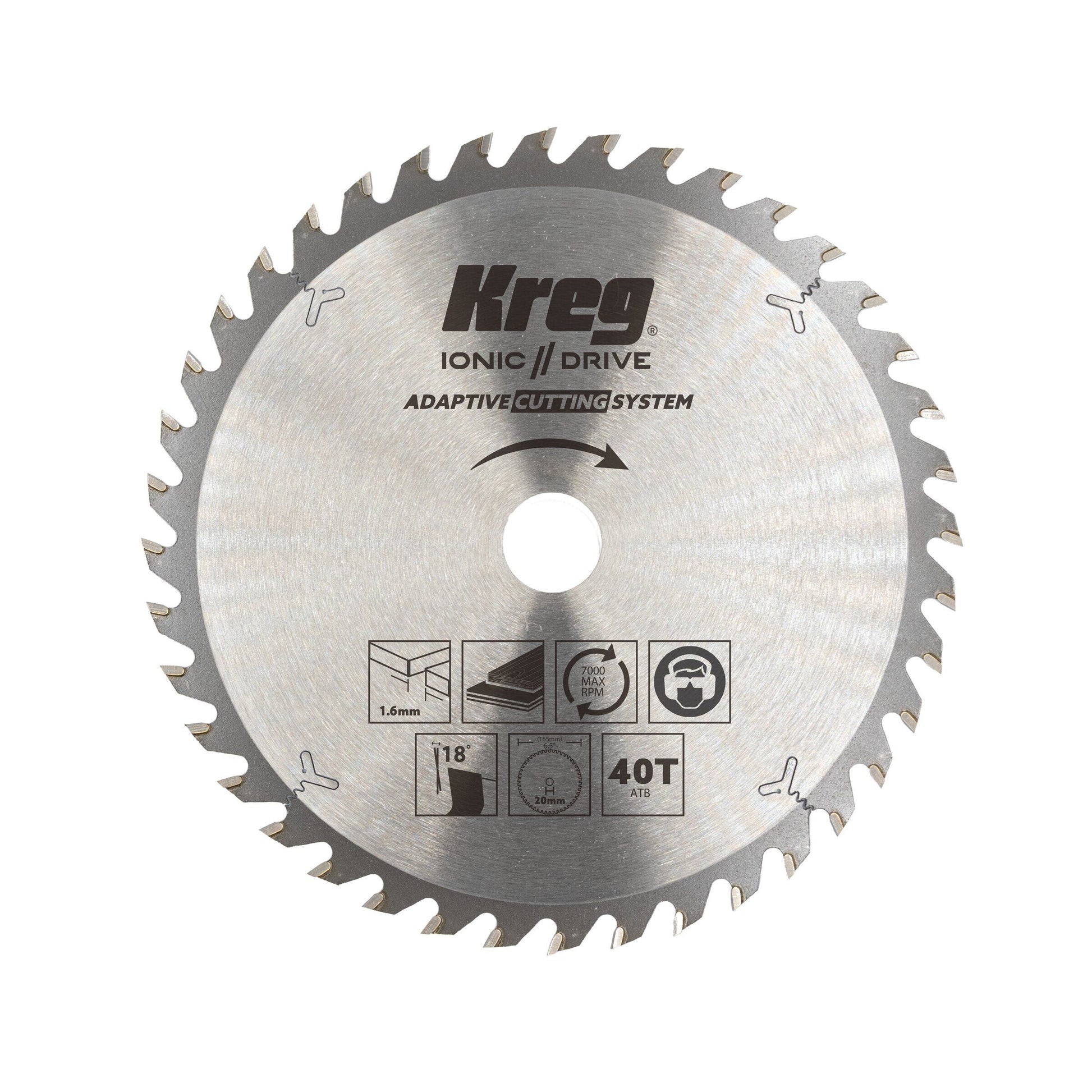 Kreg Adaptive Cutting System 40-tooth thin kerf saw blade for cordless track saw
