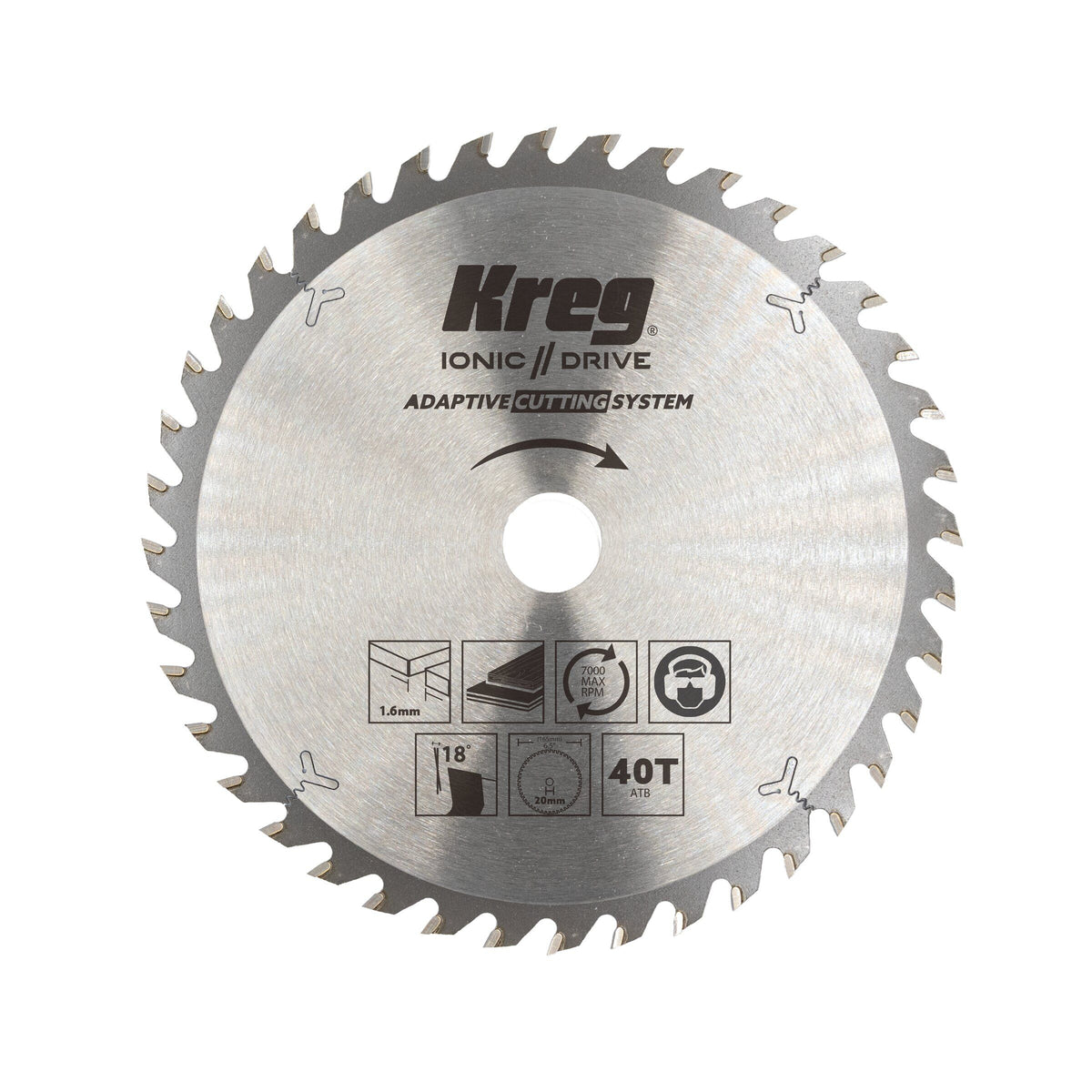 Kreg Adaptive Cutting System 40-tooth thin kerf saw blade for cordless track saw