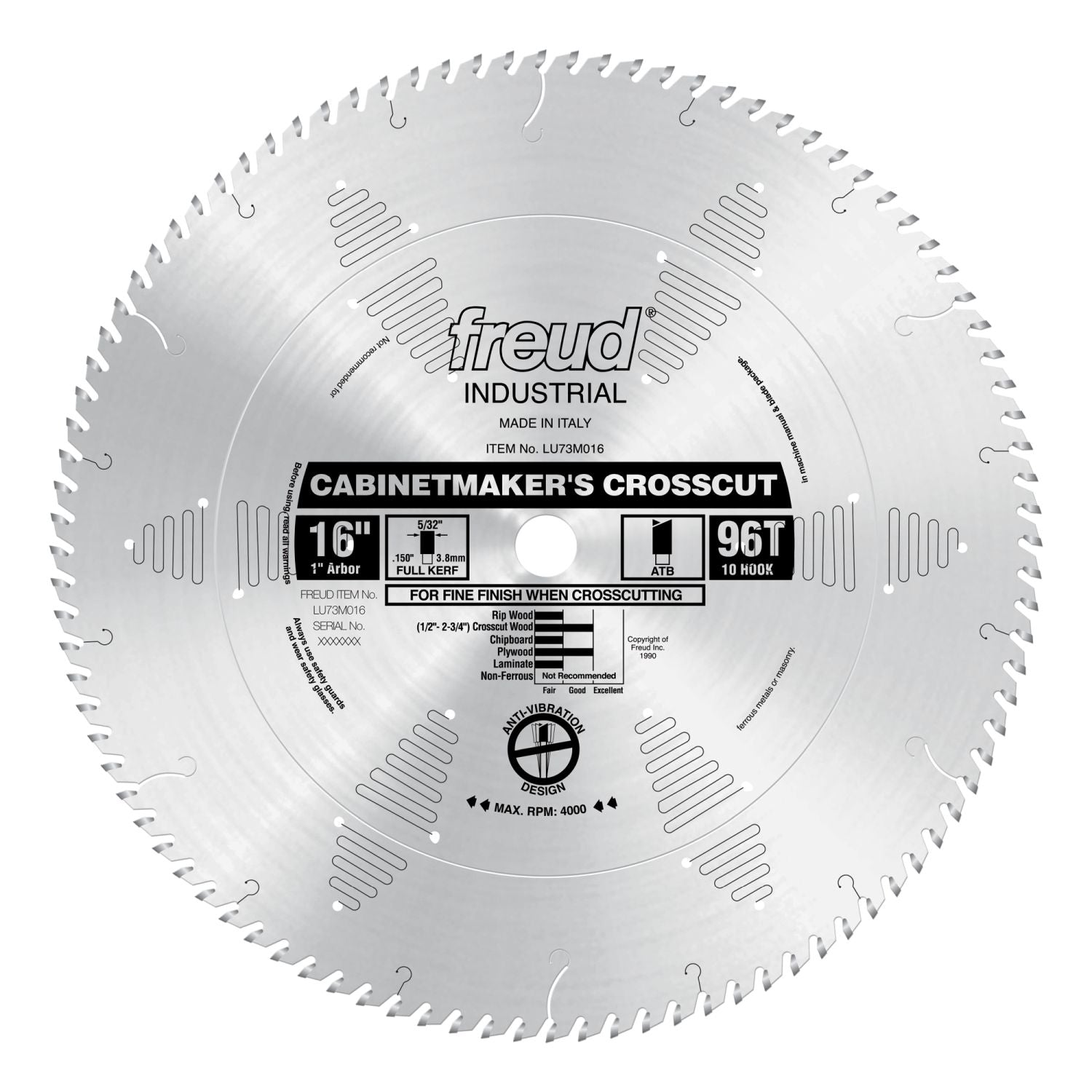 Freud LU73M016 16 in. Cabinetmakers Crosscut Blade