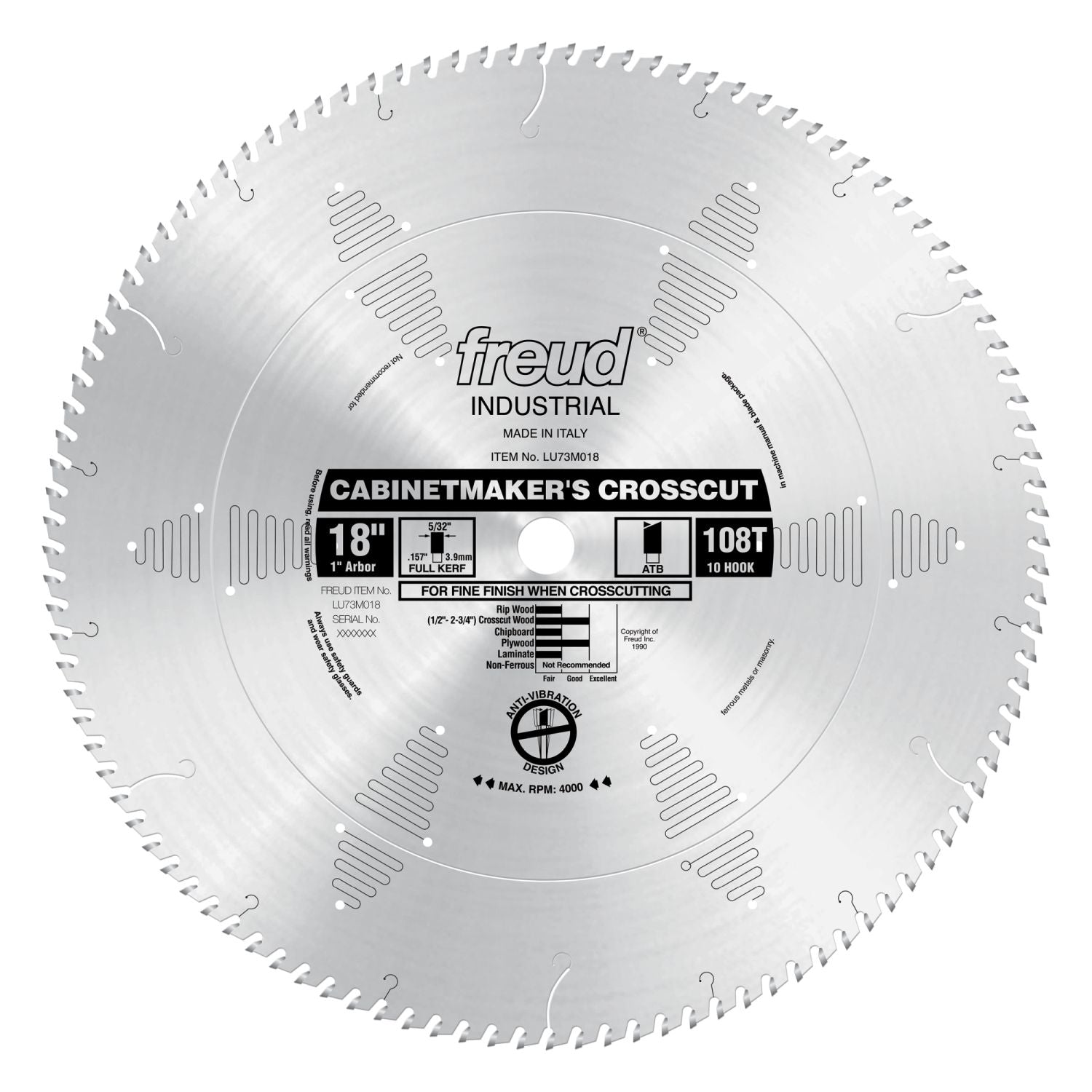 Freud LU73M018 18 in. Cabinetmakers Crosscut Blade