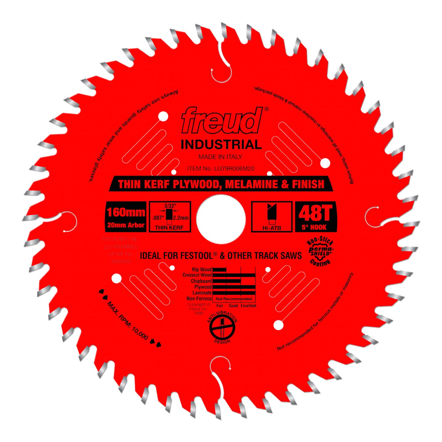 Freud LU79R006M20 160mm x 48T mm Thin Kerf Ultimate Plywood & Melamine Blade