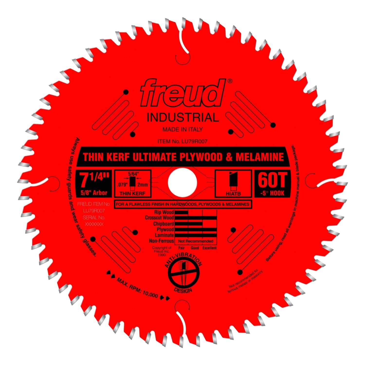 Freud LU79R007 7-1/4 in. Thin Kerf Ultimate Plywood & Melamine Blade