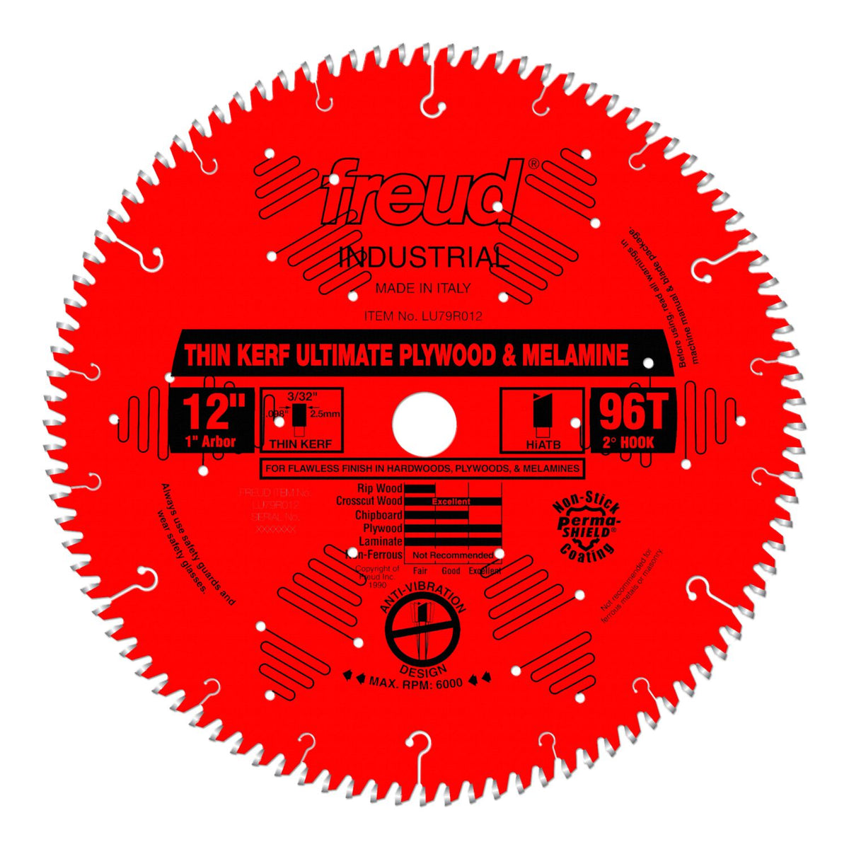 Freud LU79R012 12 in. Thin Kerf Ultimate Plywood & Melamine Blade