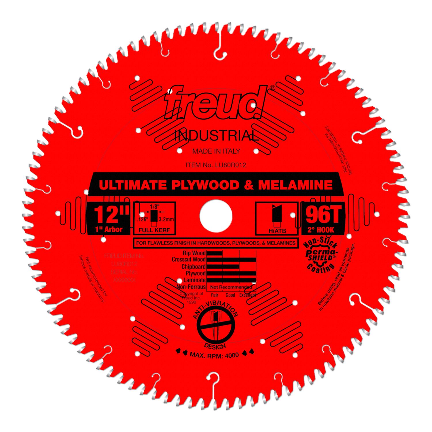 Freud LU80R012 12 in. Ultimate Plywood & Melamine Blade