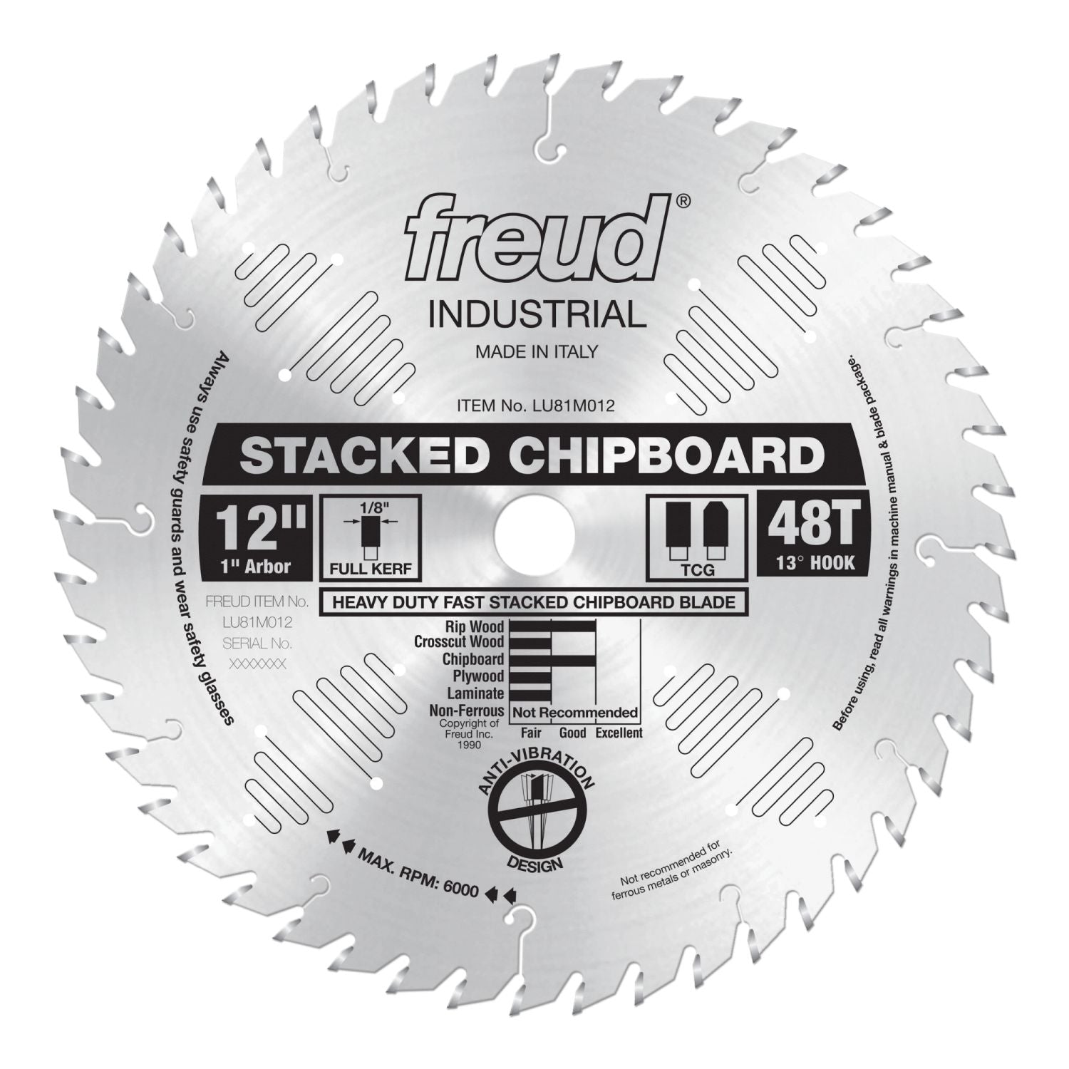 Freud LU81M012 12 in. Heavy Duty Stacked Chipboard Blade