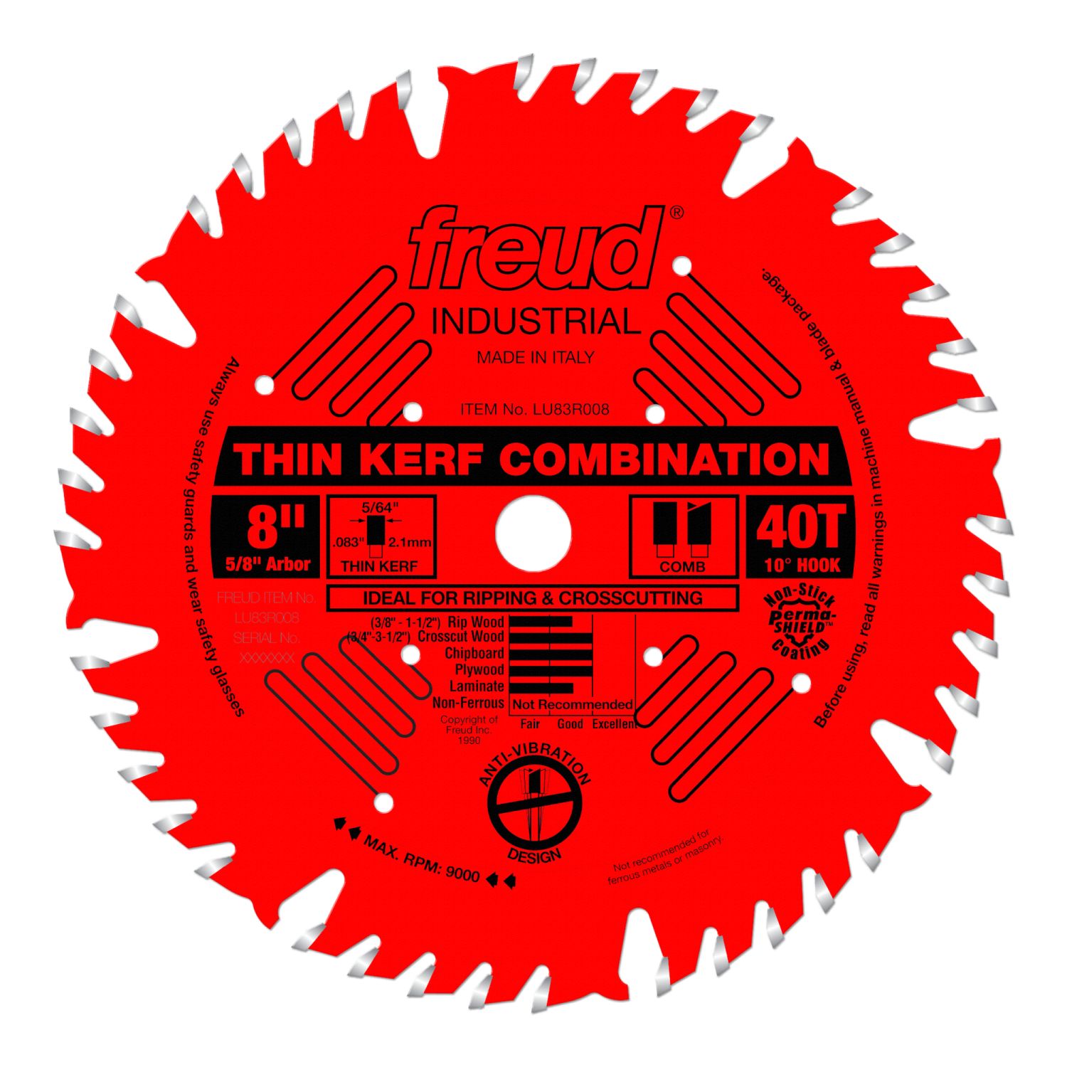 Freud LU83R008 8 in. Thin Kerf Combination Blade