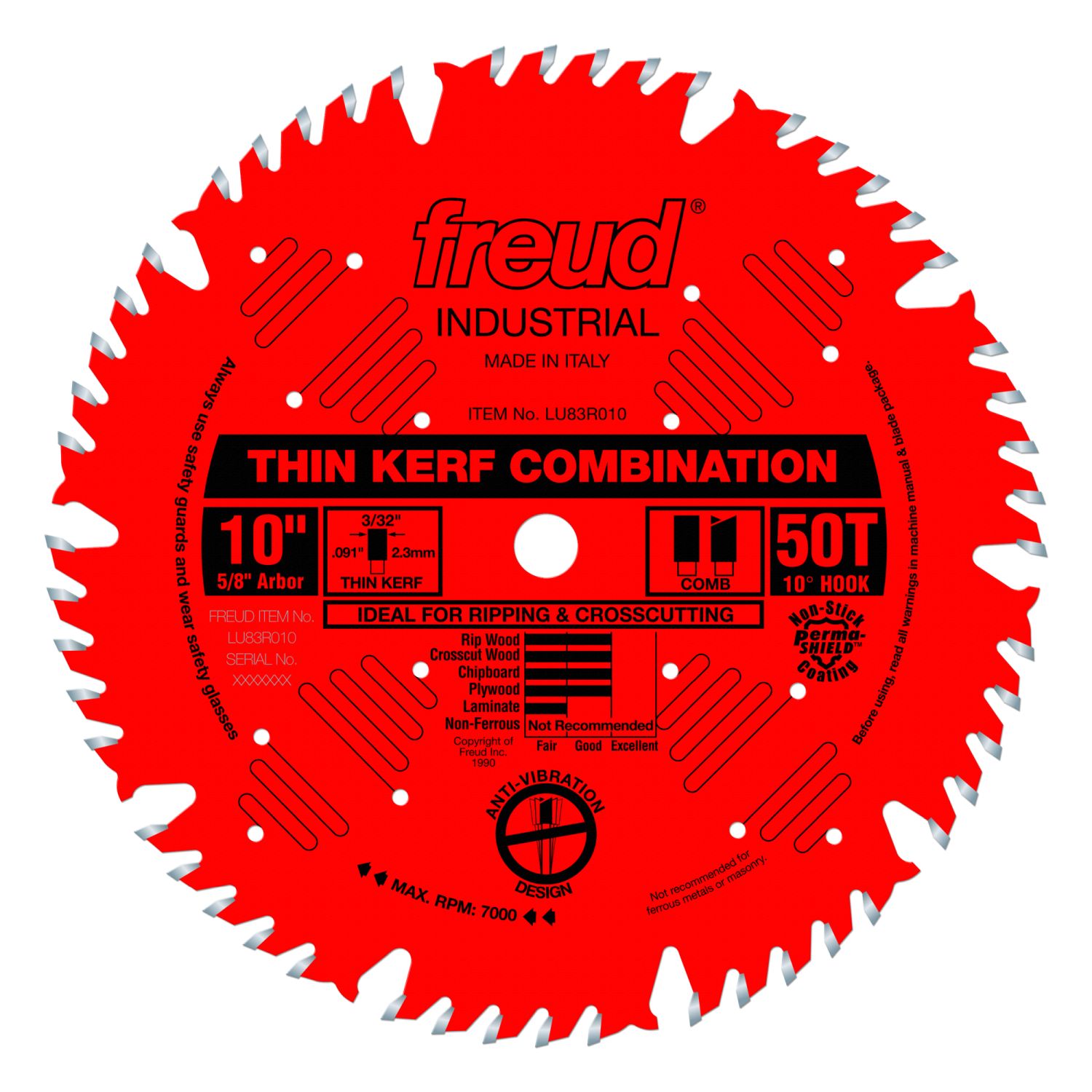 Freud LU83R010 10 in. Thin Kerf Combination Blade