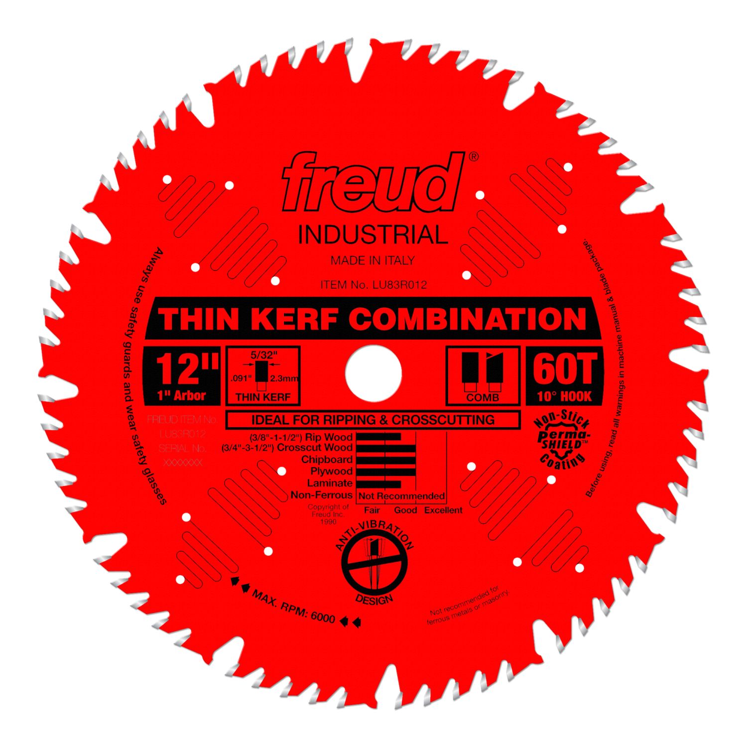 Freud LU83R012 12 in. Thin Kerf Combination Blade
