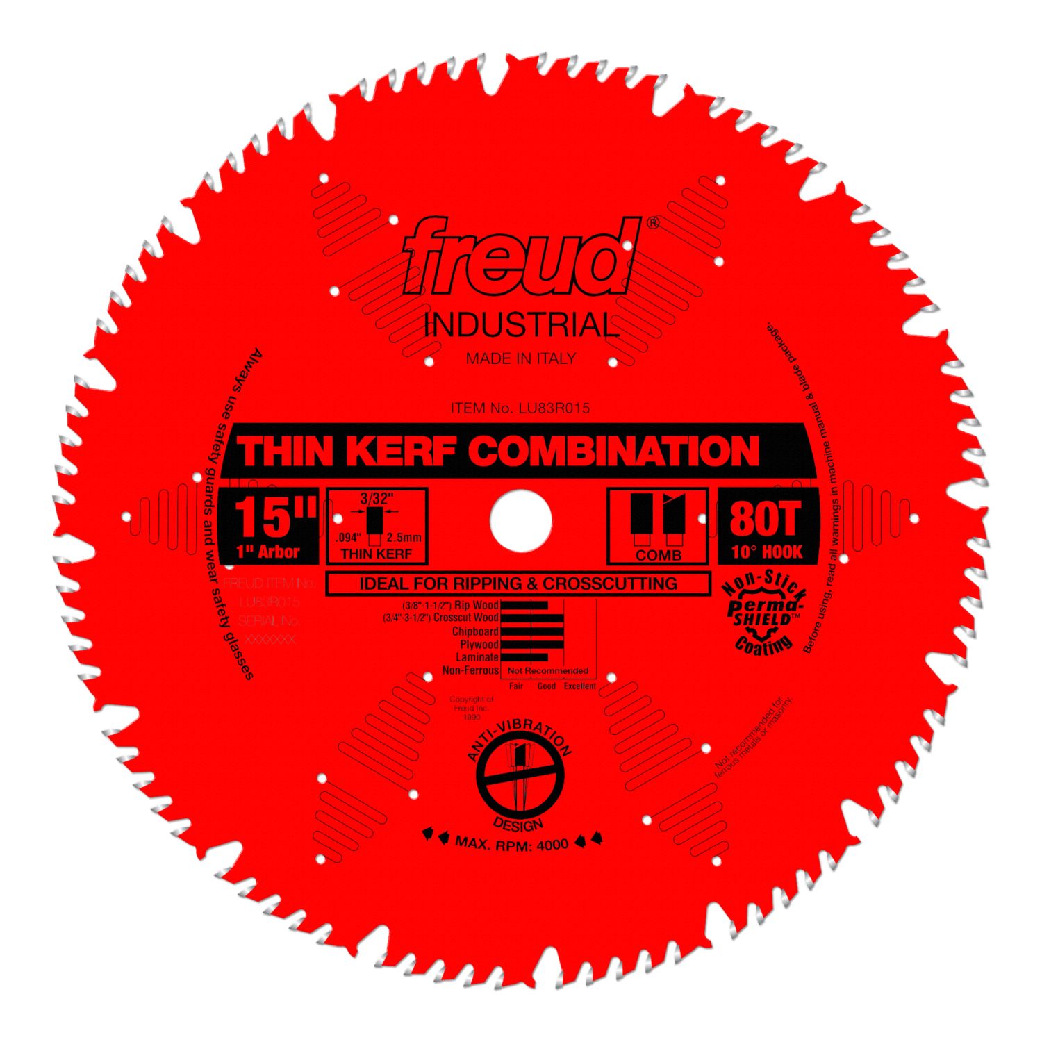 Freud LU83R015 15 in. Thin Kerf Combination Blade