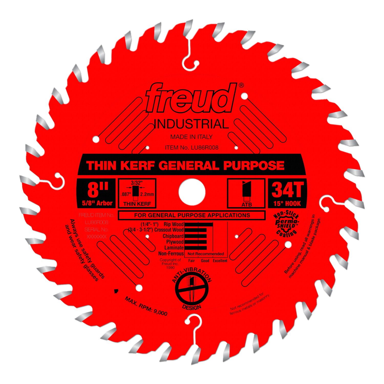 Freud LU86R008 8 in. Thin Kerf General Purpose Blade