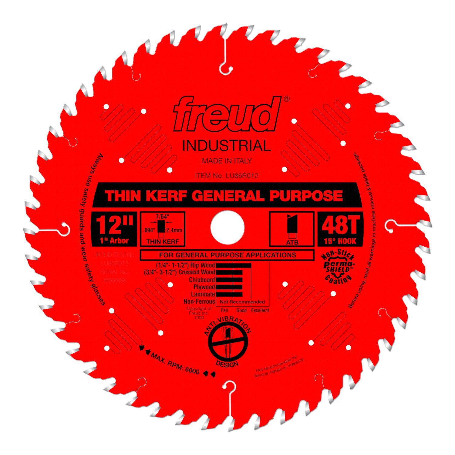 Freud LU86R012 12 in. Thin Kerf General Purpose Blade