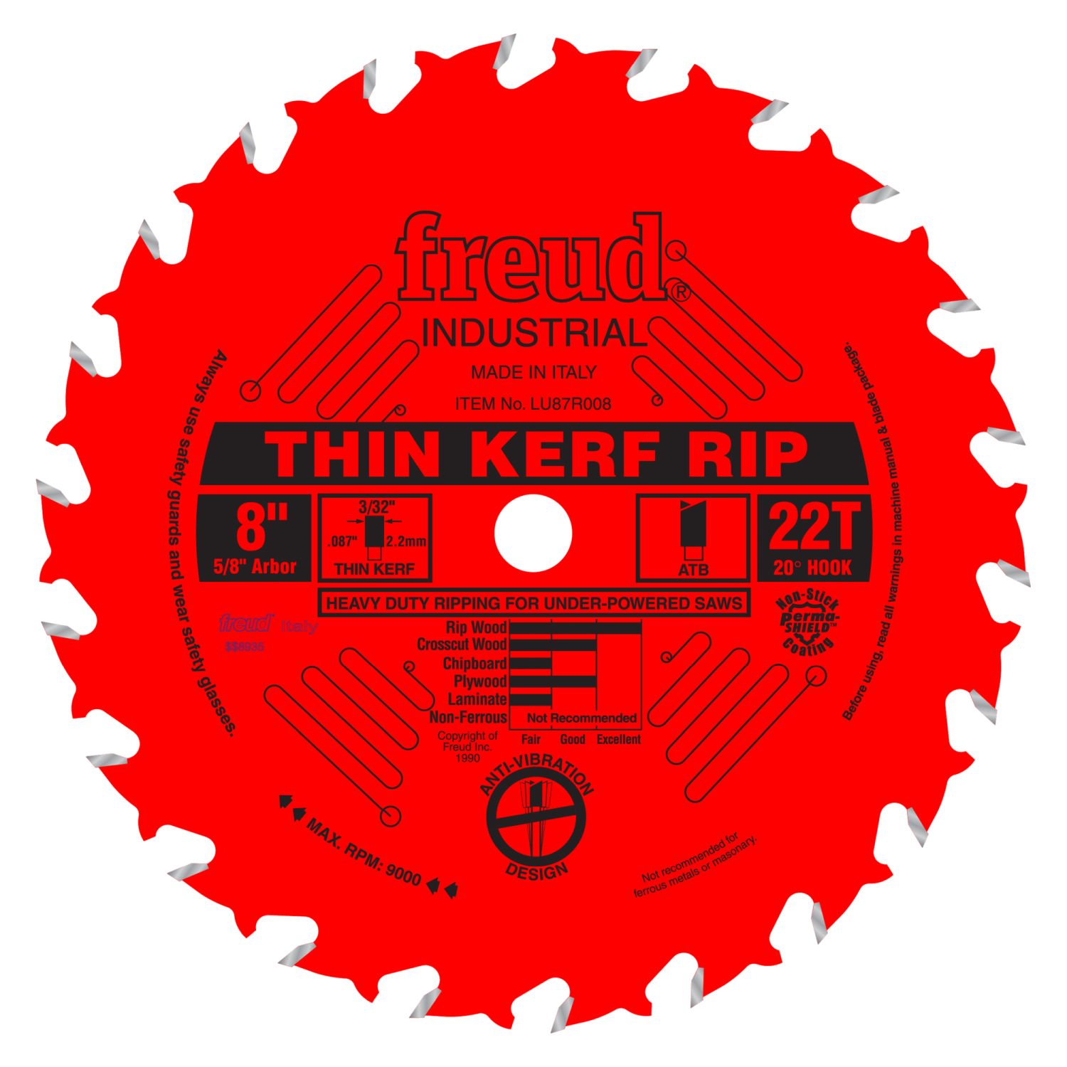 Freud LU87R008 8 in. Thin Kerf Rip Blade