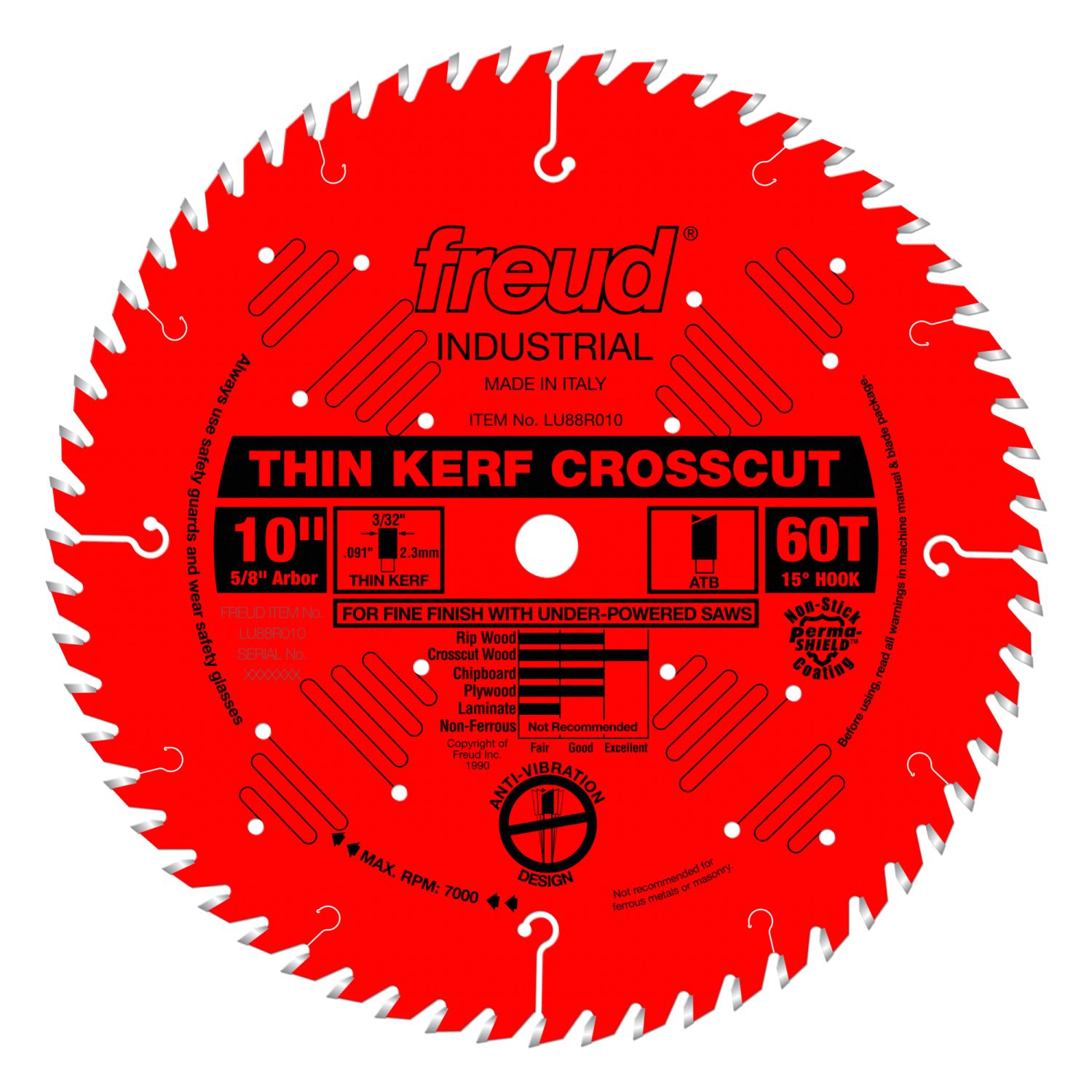 Freud LU88R010 10 in. Thin Kerf Fine Finish Crosscut Blade