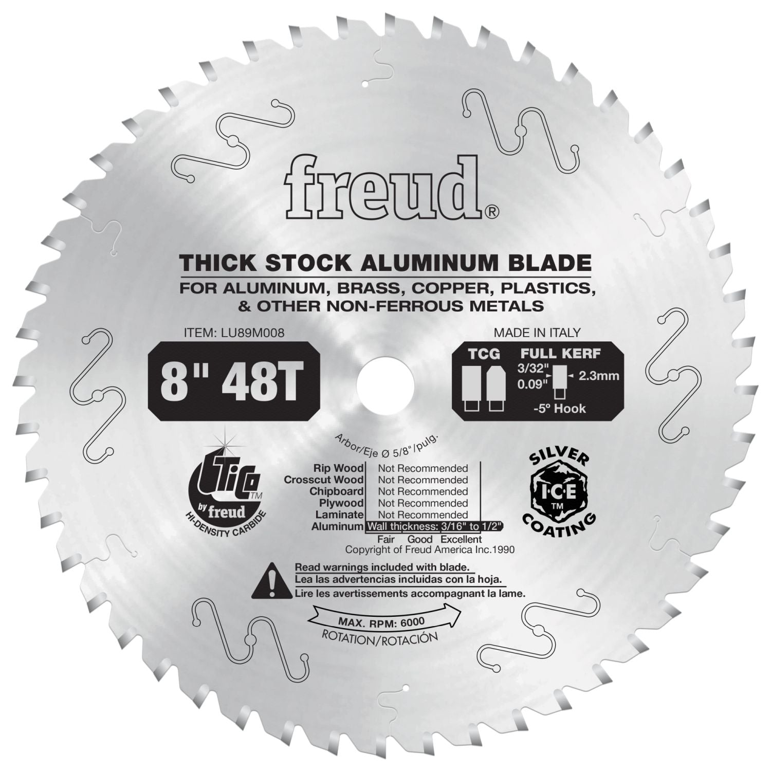Freud LU89M008 8 in. Thick Stock Aluminum Metal Blade