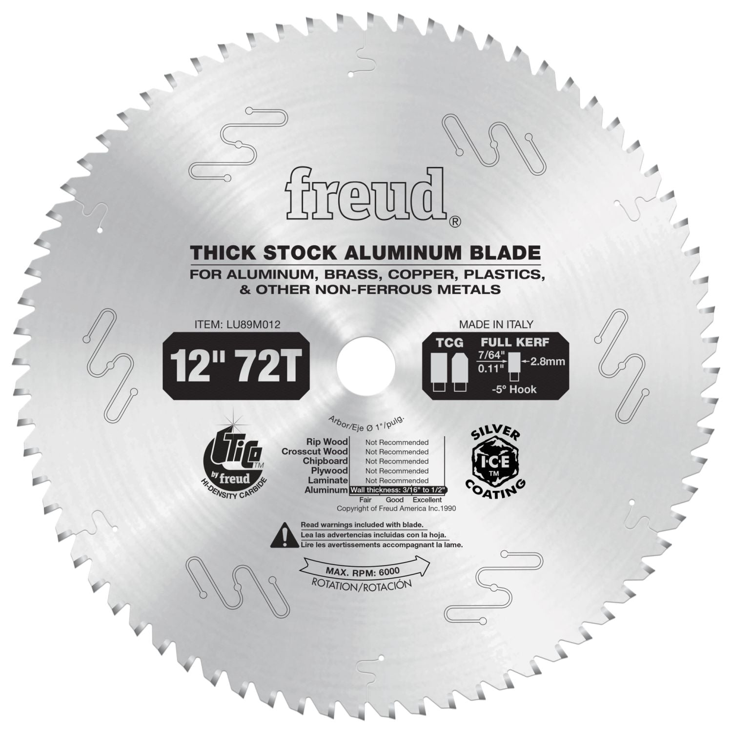 Freud LU89M012 12 in. Thick Stock Aluminum Metal Blade