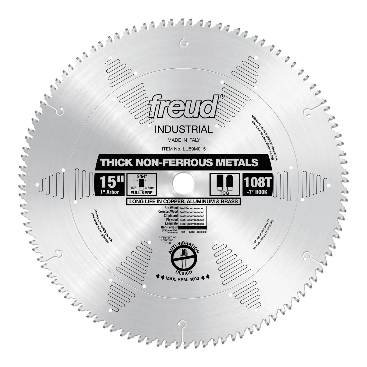 Freud LU89M015 15 in. Thick Stock Aluminum Metal Blade