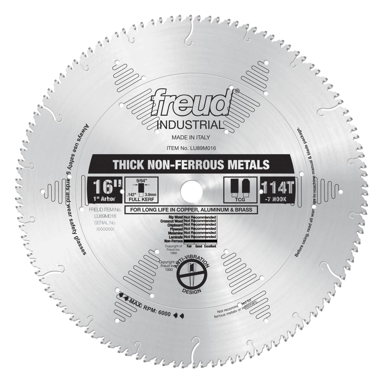 Freud LU89M016 16 in. Thick Stock Aluminum Metal Blade
