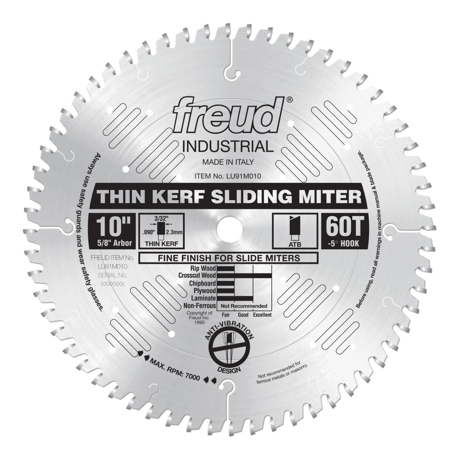 Freud LU91M010 10 in. Thin Kerf Sliding Compound Miter Saw Blade
