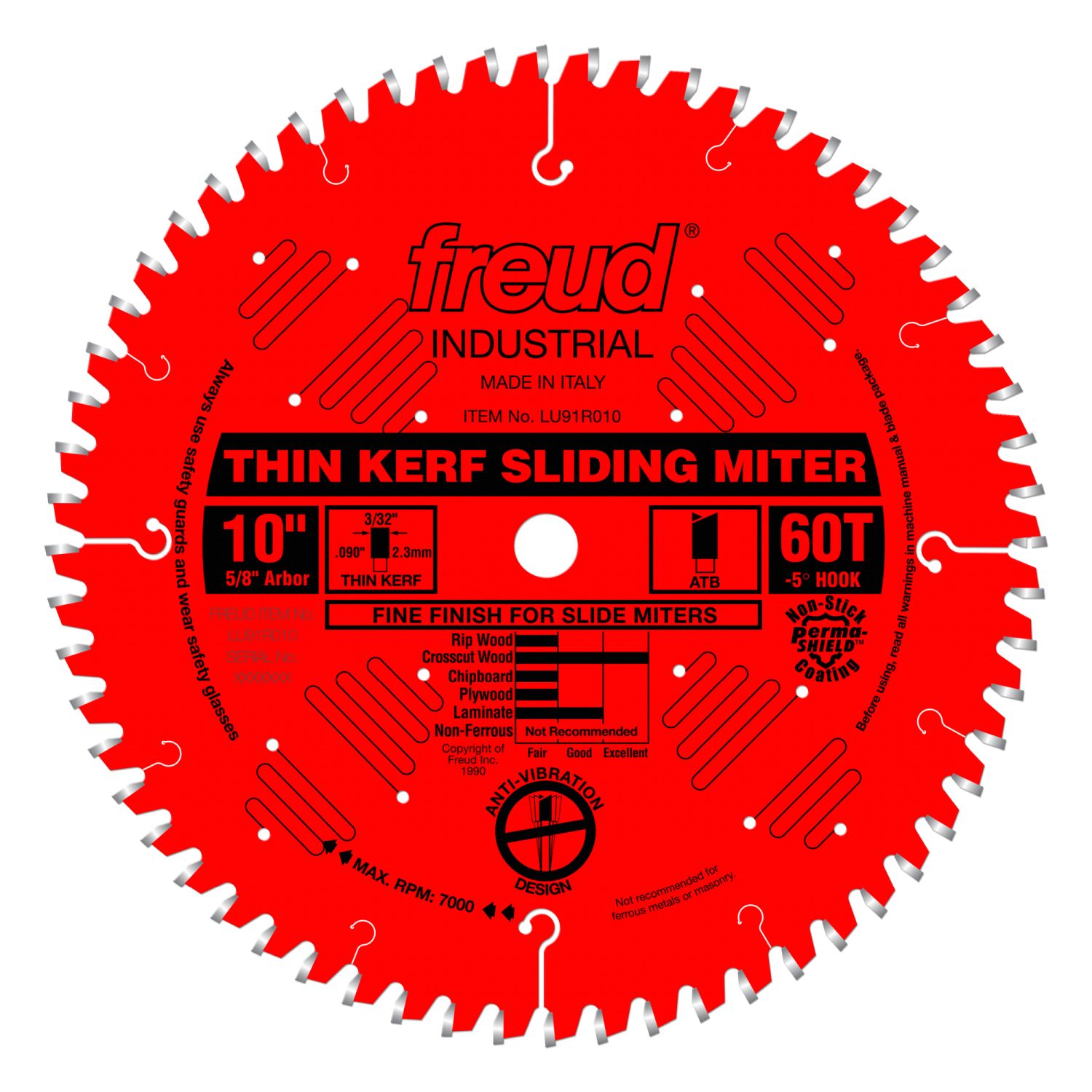 Freud LU91R010 10 in. Thin Kerf Sliding Compound Miter Saw Blade