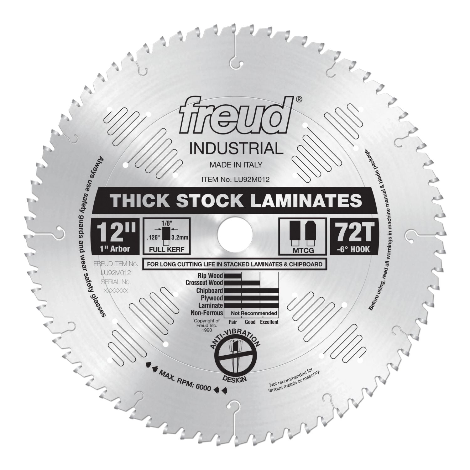 Freud LU92M012 12 in. Thick-Stock Laminate Blade