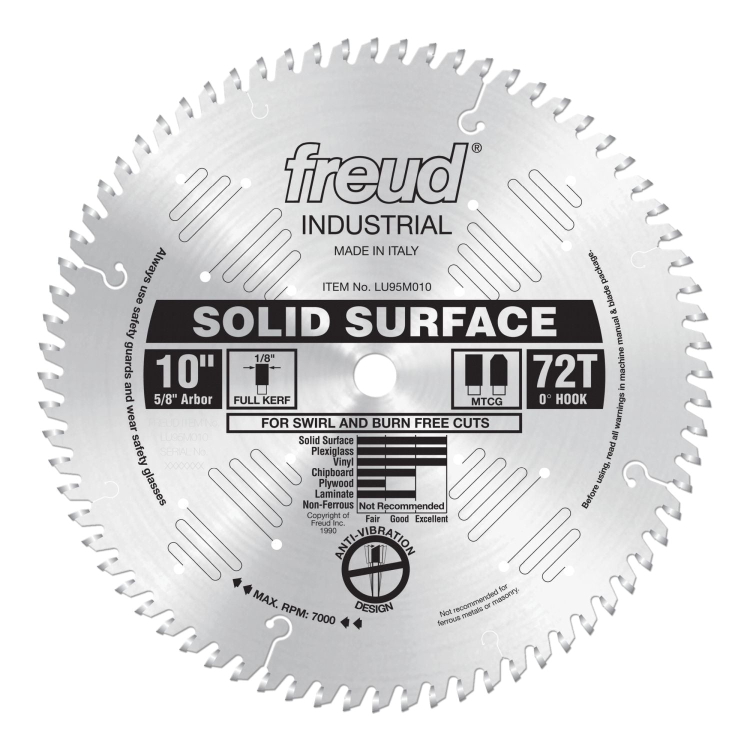 Freud LU95M010 10 in. Solid Surface Blade