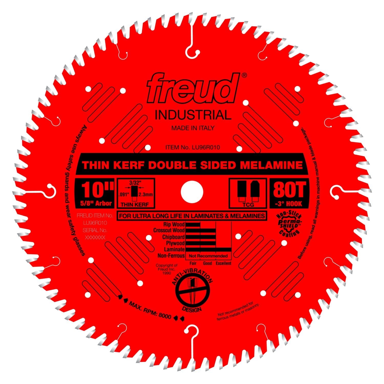 Freud LU96R010 10-Inch Thin Kerf Double Sided Laminate/Melamine