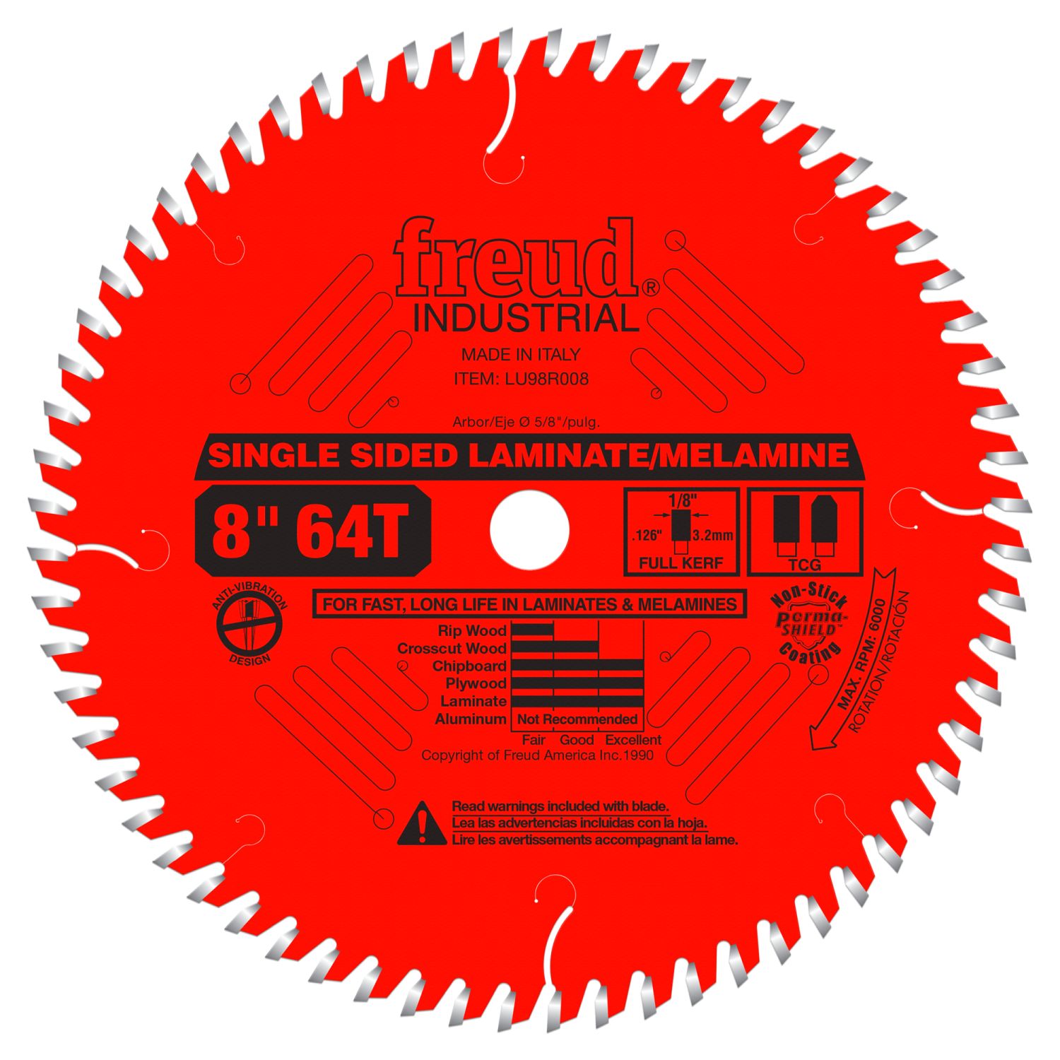 Freud LU98R008 8 in. Single Sided Laminate/Melamine Blade