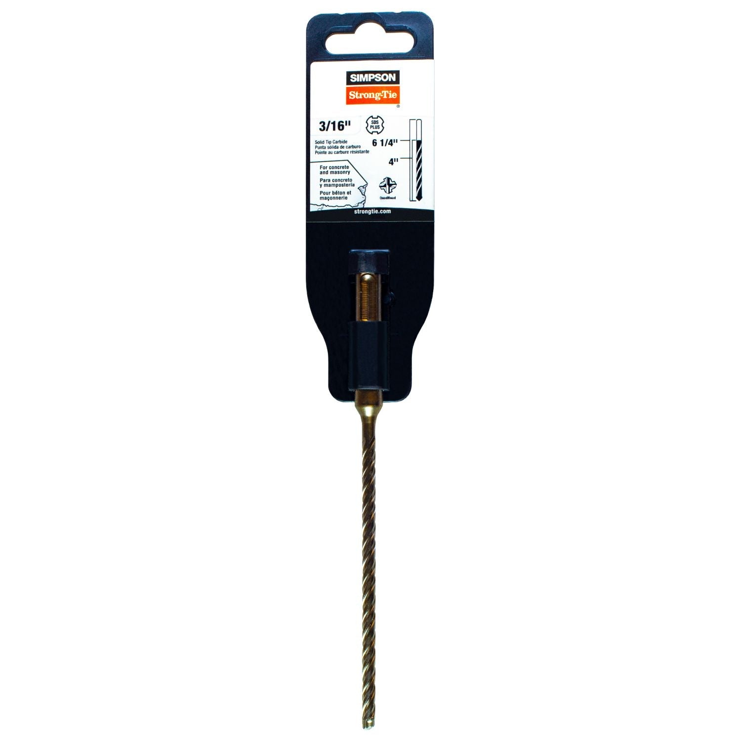 Simpson Strong-Tie MDPL01806S 3/16-in. x 6-1/4-in. SDS-plus Shank Solid-Tip Carbide Drill Bit