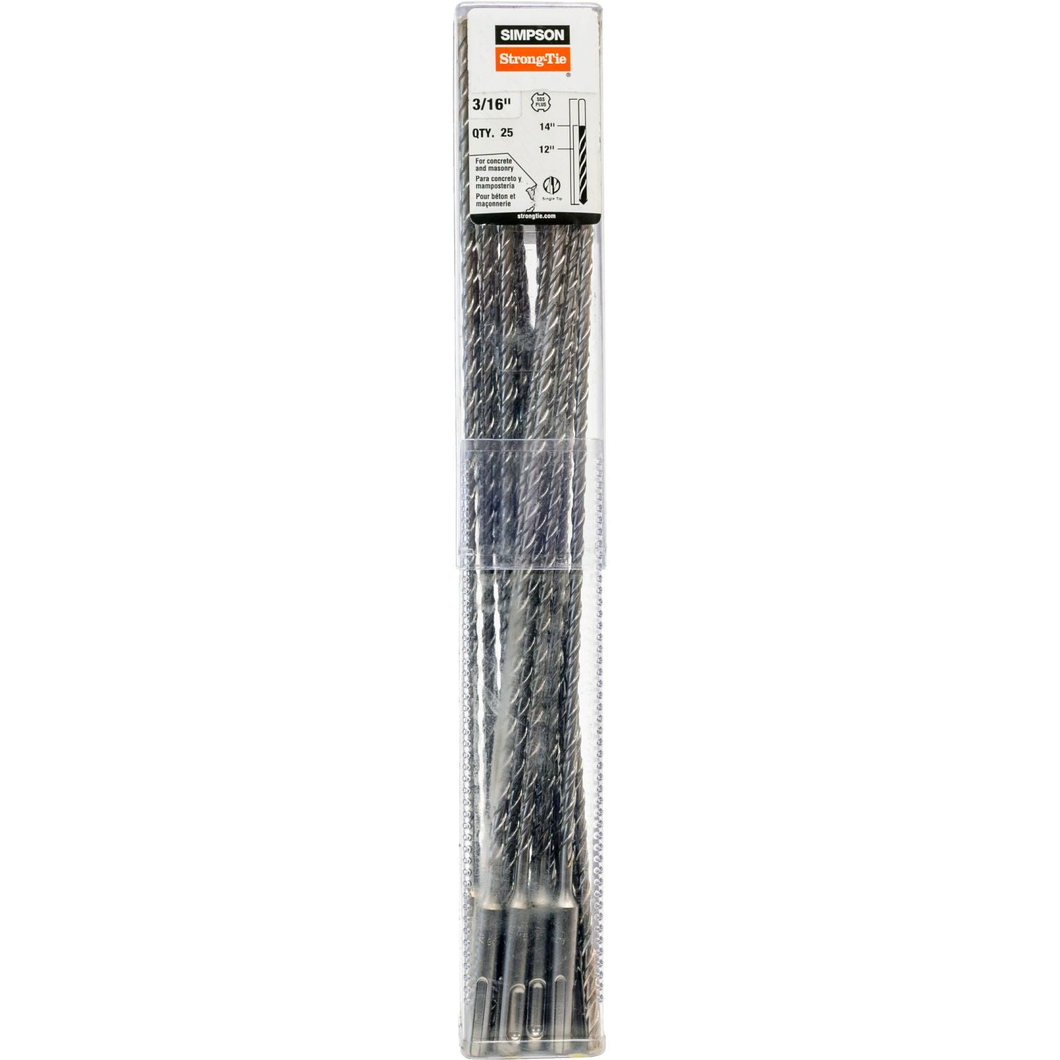 Simpson Strong-Tie MDPL01814-R25 3/16-in. x 14-in. SDS-plus Shank Drill Bit, 25-Pack