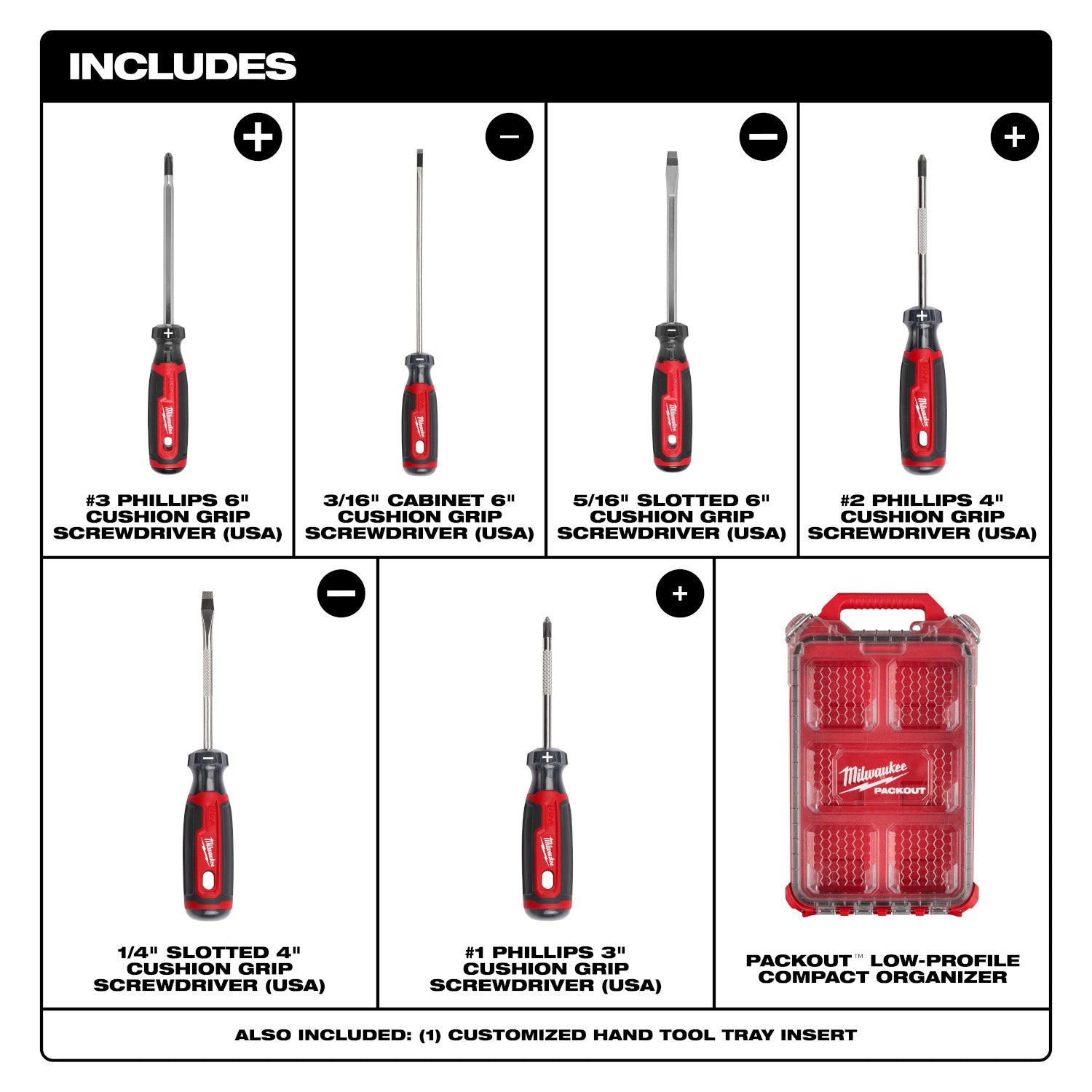 Milwaukee MT200-6P 6-Piece Cushion Grip Screwdrivers PACKOUT Low