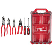 Milwaukee MT500-6P 6-Piece Dipped Grip Pliers, Wire Stripper, & Cushion Grip Screwdrivers PACKOUT Low-Profile Compact Organizer Set