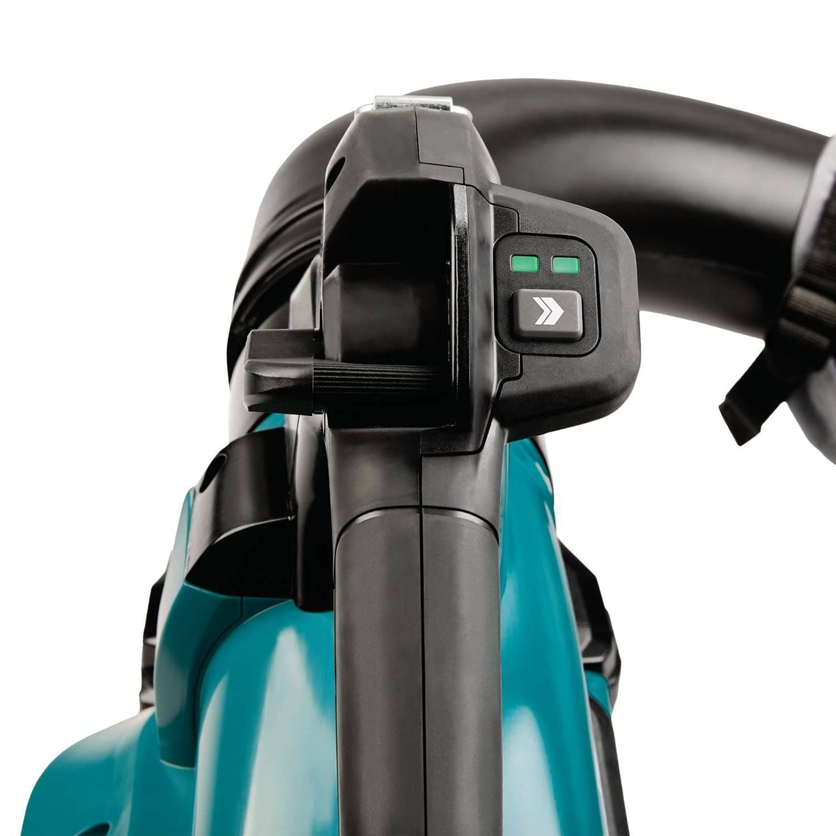 Control panel on top of the Makita GBU03ZV cordless leaf blower handle