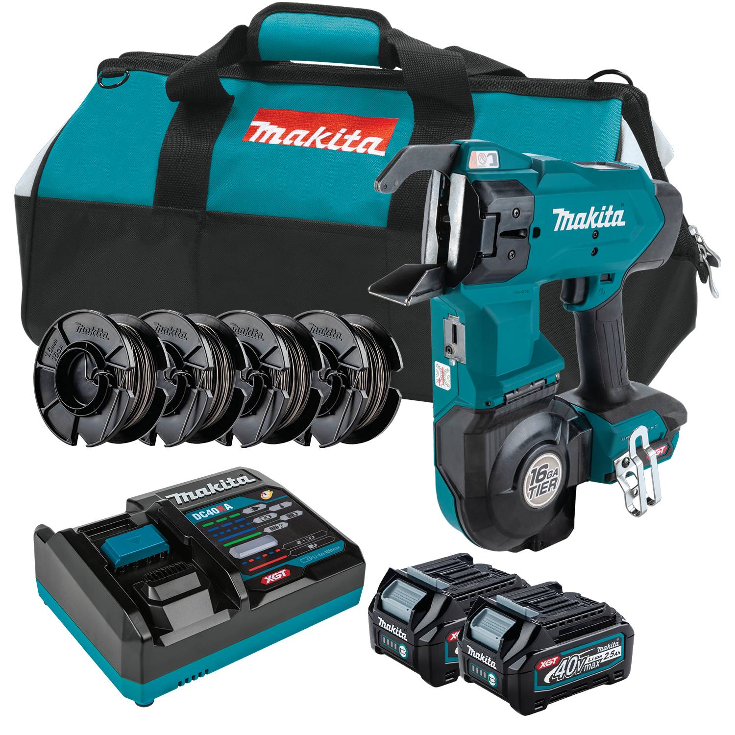 Makita GRT01D 40V max XGT Brushless 16-Gauge Rebar Tying Tool 2.5 Ah Kit